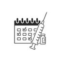 Vaccination calendar icon. vaccine and syringe. medical design element. vector immunization symbol