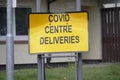 Vaccination Centre deliveries for Covid-19 road sign England
