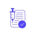 vaccination certificate icon with a syringe