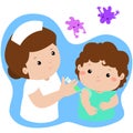 Vaccination child cartoon . Royalty Free Stock Photo