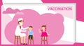 Vaccination of children. Woman doctor makes vaccination to children. Vector illustration of vaccination Royalty Free Stock Photo