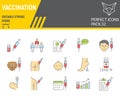 Vaccination color line icon set, vaccine collection, vector graphics, logo illustrations, covid-19 vaccination vector Royalty Free Stock Photo