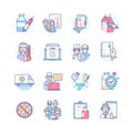 Vaccination - colored line design style icons set Royalty Free Stock Photo