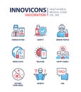 Vaccination - colored line design style icons set Royalty Free Stock Photo