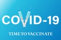 Vaccination concept. Covid-19 coronavirus vaccine. Syringe and vaccine vial. Treatment for coronavirus covid-19. Vector Royalty Free Stock Photo