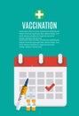 Vaccination concept flat background. Medical awareness flu, polio influenza poster. Vector Illustration