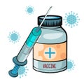 Vaccination Concept Flat Vector Illustration, Pills, Syringe, Coronavirus Vaccination, Covid-19 Vaccine. Health Protection. sars-c