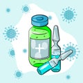 Vaccination Concept Flat Vector Illustration, Syringe, Coronavirus Vaccination, Covid-19 Vaccine. Health Protection. sars-cov-2