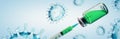 Vaccination concept image with Coronavirus SARS-CoV-2 virus vaccine - panoramic Royalty Free Stock Photo