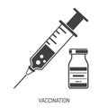 Vaccination Concept with Syringe and Vial Icon