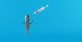 Vaccination contraindications and precautions concept. Syringe in vaccination experiment on humans 3d render Royalty Free Stock Photo