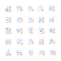 Vaccination and covid passport gradient linear vector icons set