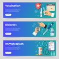 Vaccination, Diabetes, Immunization banners