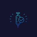 Vaccination done icon, line vector