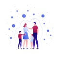 Vaccination healthcare concept. Vector flat people illustration. Parents with child protected from virus isolated on white. Design