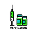 Vaccination icon - syringe and bottle with vaccine, virus antidote