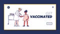 Vaccination, Immunization Procedure Website Landing Page. Doctor Put Injection to Kid