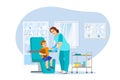 Vaccination, immunization vector illustration. Doctor gives child vaccine injection. Infection prevention concept Royalty Free Stock Photo