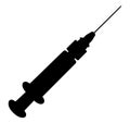 Vaccination / injection syringe, insulin syringe. Corona virus, coronavirus vaccination, covid-2019 syringe. silhouette