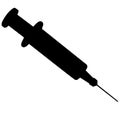 Vaccination / injection syringe, insulin syringe. Corona virus, coronavirus vaccination, covid-2019 syringe. silhouette Royalty Free Stock Photo