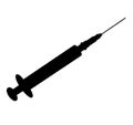 Vaccination / injection syringe, insulin. Corona virus, coronavirus vaccination, covid-2019 syringe. silhouette Royalty Free Stock Photo