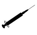 Vaccination / injection syringe, insulin. Corona virus, coronavirus vaccination, covid-2019 syringe. silhouette Royalty Free Stock Photo