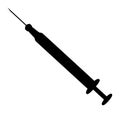 Vaccination / injection syringe, insulin. Corona virus, coronavirus vaccination, covid-2019 syringe. silhouette