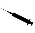 Vaccination / injection syringe, insulin syringe. Corona virus, coronavirus vaccination, covid-2019 syringe. silhouette