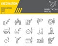 Vaccination line icon set, vaccine collection, vector graphics, logo illustrations, covid-19 vaccination vector icons