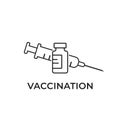 Vaccination line icon. vaccine and syringe image. medical design element. vector immunization symbol