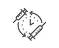 Vaccination schedule line icon. Vaccine syringe sign. Vector