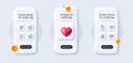Vaccination schedule, Thiamine vitamin and Clean hands line icons pack. For web app. 3d phone mockups. Vector