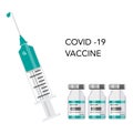 Vaccination syringe covid-19 vector on a background