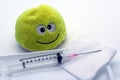 Vaccination syringe with happy smiley face