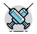 Vaccination theme vector illustration of a syringe isolated over white, epidemic or pandemic coronavirus covid 19 or flu or SARS