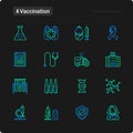 Vaccination thin line icons set: vaccine, syringe, ampoule, vial