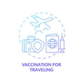 Vaccination for traveling blue gradient concept icon