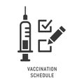 Vaccinations list icon on white background. Vector illustration