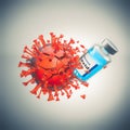 Vaccine affects destroys and defeats the covid-19 virus Royalty Free Stock Photo