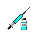 Syringe injection against the COVID-19 virus. Vector image.