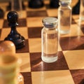 A vaccine against the virus in a chess game, the concept of a pandemic and politics Royalty Free Stock Photo