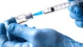 The vaccine from the ampoule is typed into a syringe. A set of measures to eliminate the outbreak of a viral epidemic