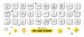 Vaccine announcement, Safe time and Writer line icons pack. For web app. 3d design elements. Vector