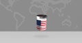 Vaccine bottle for immunization from COVID-19 with the flag of USA