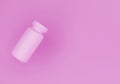 vaccine bottle isolated on pink with empty space