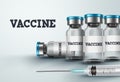 Vaccine bottles vector design. Vaccination medicine with syringe and vaccine bottle for covid-19