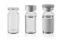 Vaccine clear glass injection vials set isolated. 3d rendering mockup