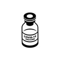 Vaccine coronavirus black icon. Test tube with blood sample COVID-19 Royalty Free Stock Photo