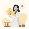 Vaccine development concept female doctor assistant illustration