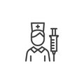 Vaccine doctor line icon